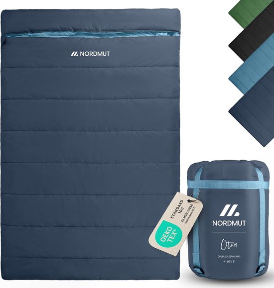 SnelShoppen - XXL Dubbele Slaapzak - 2-Persoons Slaapzak met YKK Twee-Wege Rits - Extra Breed en Groot - 150x220 cm - Compact en Lichtgewicht voor Cam