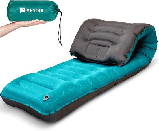 SnelShoppen - Zelfopblazend Isolatiemat 12cm Dikke Campingmat met Voetpomp, Ultralicht en Compact voor Backpacken en Hiken, Comfortabele Slaapmat