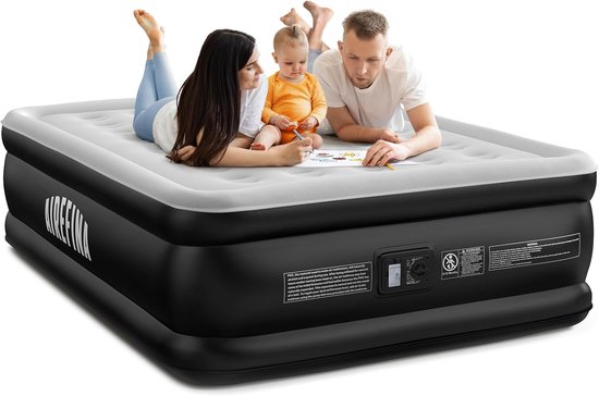 SnelShoppen - Zelfopblazend Luchtbed voor 2 Personen met Geïntegreerde Pomp, Opblaasbaar Matras voor Camping en Thuisgebruik, Duurzaam Logeerbed 203 x