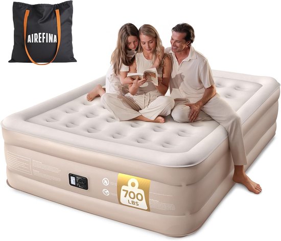 SnelShoppen - Zelfopblazend Luchtbed voor 2 Personen met Geïntegreerde Pomp - Premium Logeerbed met Gevlokt Oppervlak - Opblaasbaar Bed voor Thuisgebr