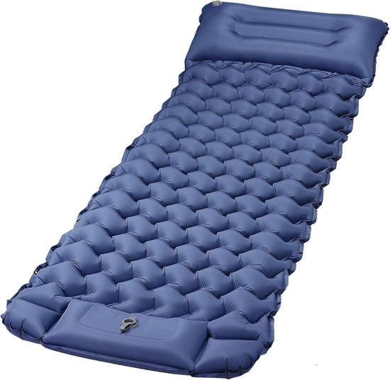 SnelShoppen - Zelfopblazend Matras voor Eenpersoonsbed, Opblaasbaar Campingmatras met Kussen, Ultralicht Trekkingmatras met Geïntegreerde Voetpomp, Te