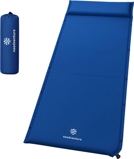 SnelShoppen - Zelfopblazend Slaapmat - Campingmatras - Opvouwbaar Bedmatras - Luchtbed - Luchtmatras - Voor 1 Persoon - Blauw - Ideaal voor Kamperen e