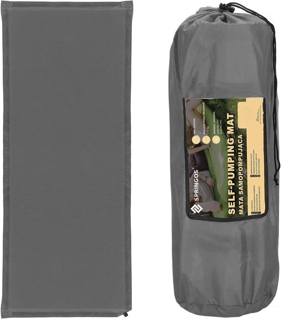 SnelShoppen - Zelfopblazende Slaapmat | 180 cm | Inclusief Bescherming | Grijs | Comfortabel en Duurzaam voor Camping en Buitenactiviteiten