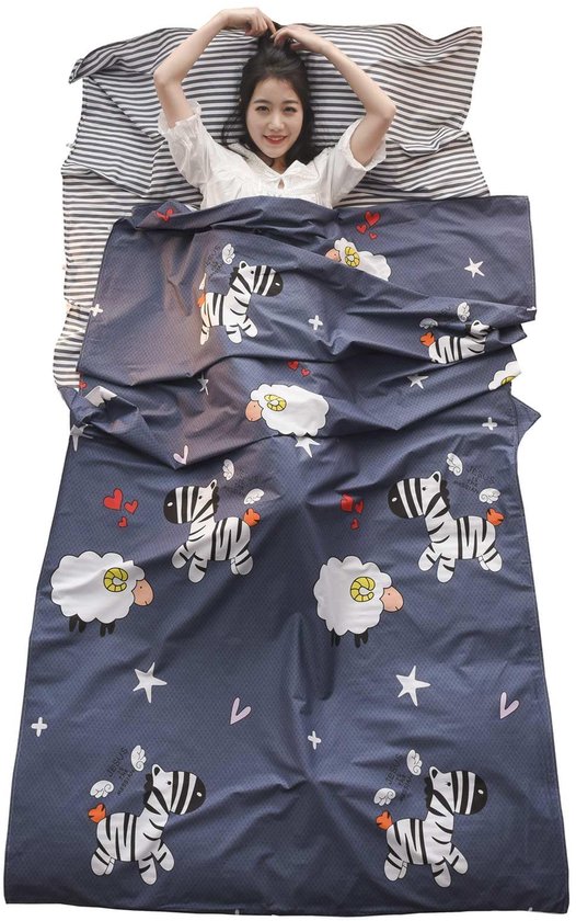 SnelShoppen - Zomerse katoenen slaapzak - Eenpersoons/dubbele slaapzak - Ademend en comfortabel - Perfect voor camping, reizen, camper of thuis - Zwar