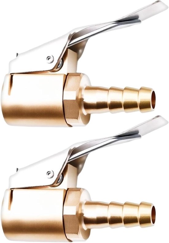 Snelverbindingsstuk voor opblaaspunt, 2 stuks mondstukconnector voor luchtpomp, bandenpompstop van messing, voor fiets, aanhanger, camper, auto, vrachtwagen, SUV en motorfiets