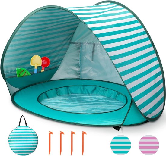 SNJY® Strandtent UV Bescherming - Strandparasol - Strandtentje Pop Up - Strandtent Baby - UPF 50+ - 80L x 120B x 70H cm - Groen