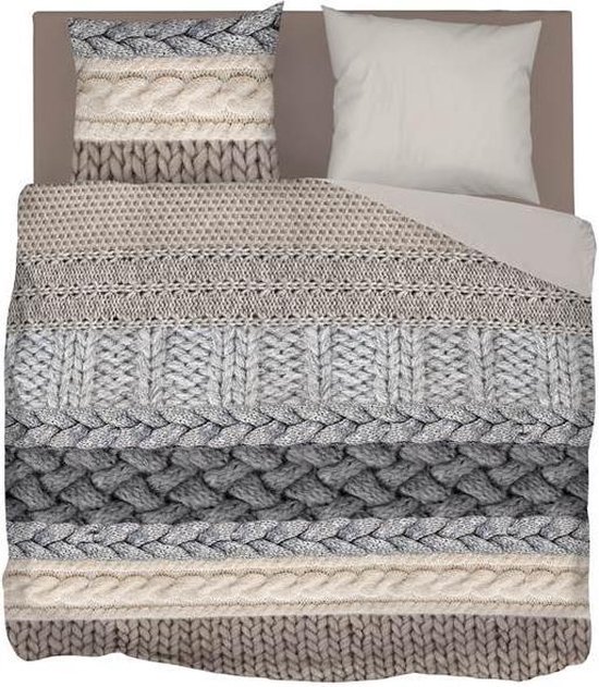 Snoozing Knitted Wool - Flanel - Dekbedovertrek - Tweepersoons - 200x200/220 cm - Multi kleur van Snoozing