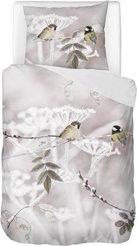 Snoozing Winter - Flanel - Dekbedovertrek - Eenpersoons - 140x200/220 cm + 1 kussensloop 60x70 cm - Grijs van Merkloos