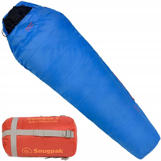 Snugpak Travelpak 2 Slaapzak Elektrisch Blauw -3°C 1,1kg Met Schimmelnet van Merkloos