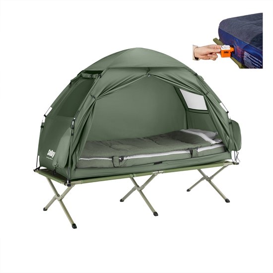 SoBuy OGS32-GR Campingtent - Donkergroen Opblaasbare Tent met Dak & Luchtmatras van Merkloos