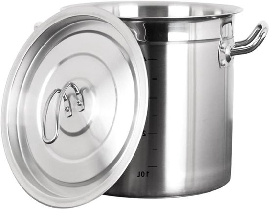 Soepemmer met deksel - Grote kookpan - Grote hoeveelheden koken - Drielaags composietbodem - 32 liter - Zilverkleurig