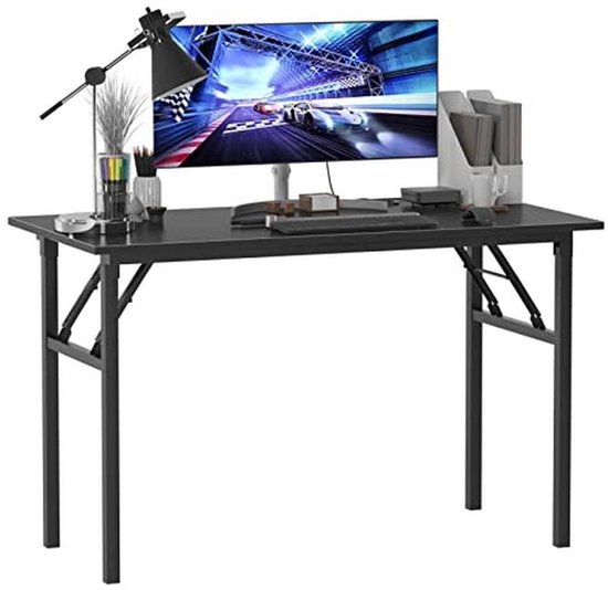 SogesHome Folding Table, Computer Table, 120 x 60 x 75 cm, PC Desk for Home Office, Dining Table, Conference Table, Black, AC5CB-120-SH