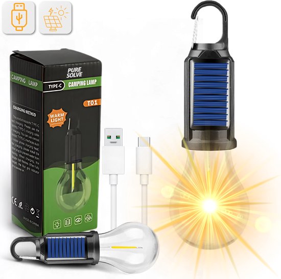 Solar campinglamp 2 stuks - noodlicht - 3 standen - kampeerlamp - campinglamp oplaadbaar - tentlamp