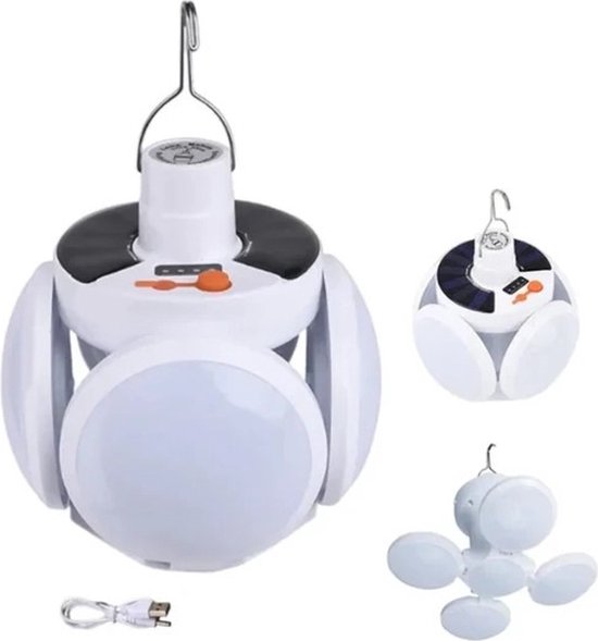 Solar Outdoor Opvouwbaar Licht Draagbare Usb Oplaadbare Led Lamp Zoeklicht Camping Zaklamp Noodlamp Voor Stroomuitval van Merkloos