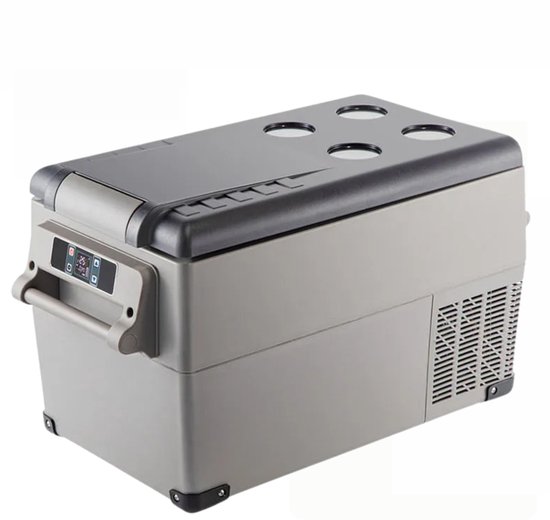 Solayne Koelbox - Mini koelkast - Minibar - Koelbox auto - Mini koelkast met vriesvak - 35 liter - 110-240 V - Zwart/Grijs