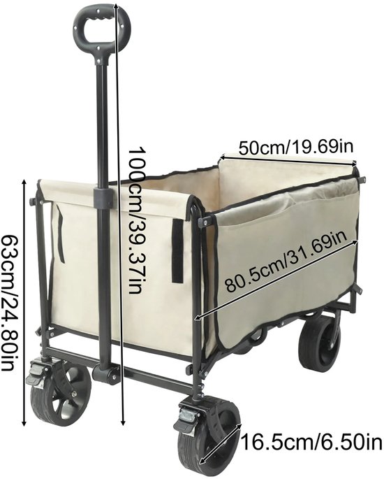 Solayne, Opvouwbare Bolderkar, Verstelbare hendel, Waterproef, Oxford bekleding, Incl. Waterdichte hoes, tot 200 KG - Lichtgeel van Merkloos
