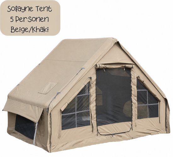 Solayne Tent - Kamperen - Travel - Kampeertent - Opblaasbare tent - Oxford - 4Seizoenen - Outdoor - 3x2,10m - 5/8 personen - Khaki