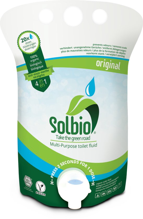 Solbio Original 800 ML (klein) - biologische toiletvloeistof - 100% Natuurlijk - 20 Doseringen van Solbio