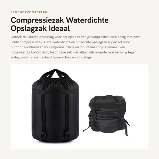 Solidchoice- Compressiezak Waterdicht - Opbergtas - Lichtgewicht - 43x23x23 cm - Oxford Stof - Ideaal voor Kamperen/Hiken - Opbergzak