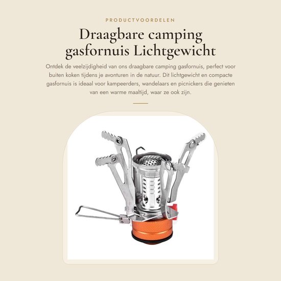 Solidchoice- Gasfornuis Draagbaar - Aluminium Mini - Lichtgewicht - Camping Gasfornuis - Buiten Koken - Uitstekende Compatibiliteit - Kampeerkachel