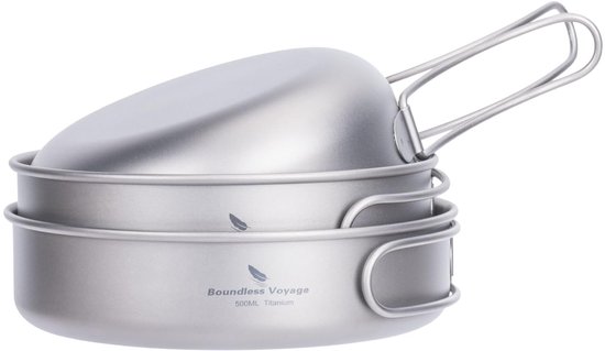 Solidchoice - Lichtgewicht Titanium Kookset voor Kamperen, 3 Delen