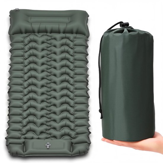Solidchoice- Luchtmatras Ultralicht - Campingluchtmatras - Opblaasbaar - Geïntegreerd Kussen - 196 x 74 x 9 cm - Duurzaam 40D TPU - Slaapmat