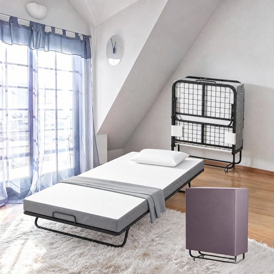 Solidchoice - Opvouwbaar Gastbed met Dikke Matras en Wielen