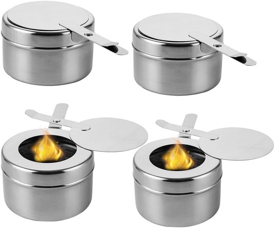 Solidchoice - Set van 4 RVS Fondue Branders met Deksel