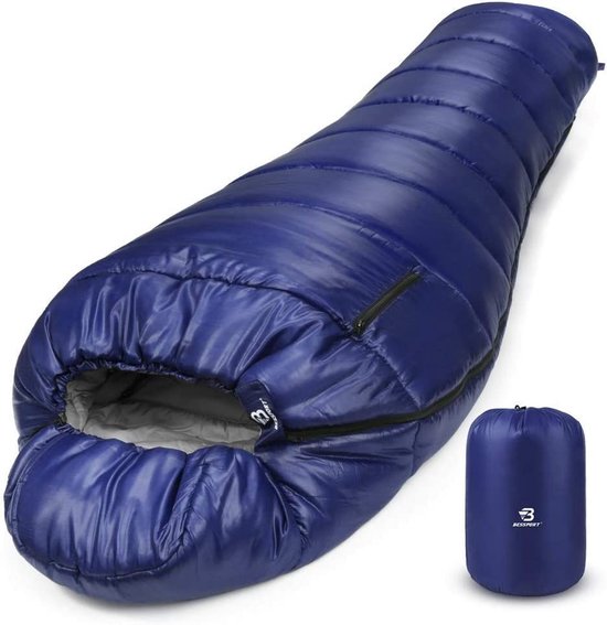 Solidchoice- Slaapzak 3 seizoenen - Ultralicht - Waterdicht - Scheurvast - Compressiezak - Warmte-isolatie met ripstop-polyester - Mummieslaapzak