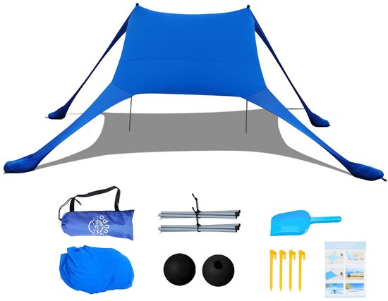 Solidchoice- Strandtent Pop-up 2 x 2,1 m - UV Bescherming UPF 50+ - Anti-wind - Draagbaar - Ideaal voor Strand/Camping - Inclusief Stabiliteitsstangen - Zonluifel
