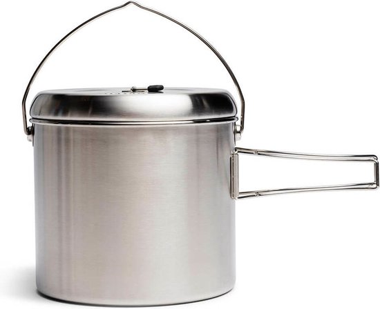 Solo Stove-pan 1800 ml | Incl. Nylon zak, lichtgewicht roestvrijstalen kookgerei voor backpackers, markeringen voor oz en ml, schenktuit, deksel en uitklapbare handvaten, 19,7 x 18,4 cm, 4 l, 822 g