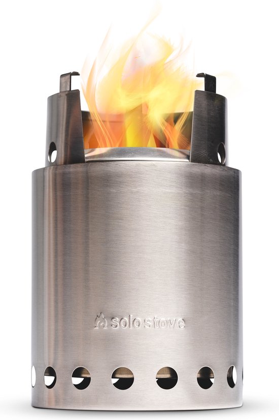 Solo Stove Titan draagbare kooktoestel. Geen vloeibare brandstof nodig. Krachtige efficiënte houtverbranding en weinig rook. Voor 2-4 personen, 304 Roestvrijstaal, compact ⌀ 20 cm, hoogte 13 cm, 468g. van Merkloos