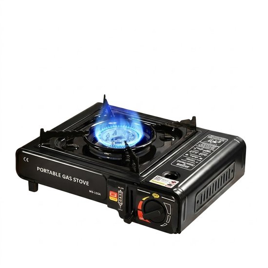 Solvix Gasfornuis – Gaskookplaat – Gasfornuis Camping – Draagbaar Kooktoestel Camping – Campingbrander met Windbescherming en Verstelbare Vlam – 2900W