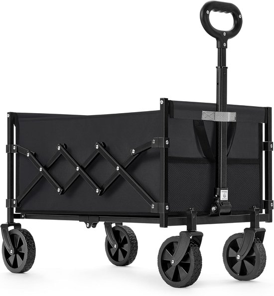 SONGMICS - bolderkar - opvouwbaar - 42 x 21 x 68 cm - met handvat - 4 versterkte wielen - max 100 kg - zwart van Merkloos