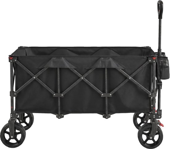 SONGMICS - Bolderkar - Opvouwbare Bolderkar voor Buiten - 200L Capaciteit - Met Trekstang - Ideaal voor Tuin Strand Camping