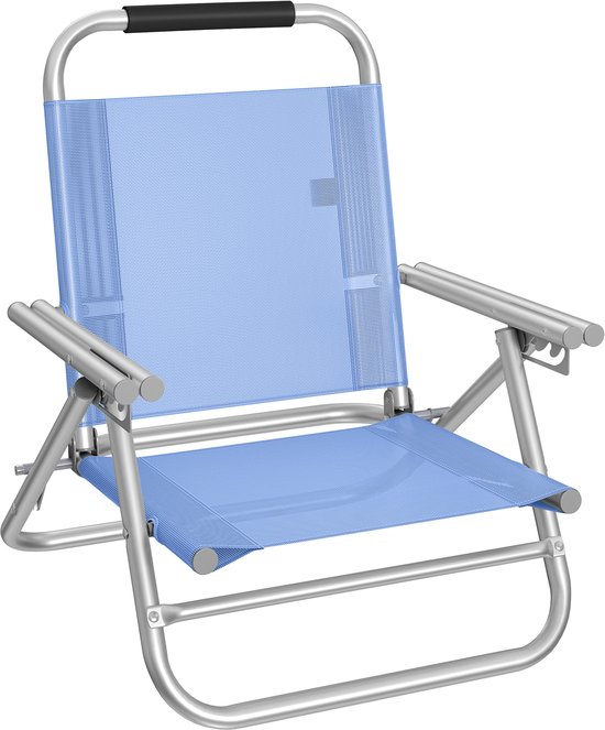 SONGMICS GCB65BU - Strandstoel Opvouwbaar - 4-standen Verstelbare Rugleuning - Met Armleuningen - Ademend en Comfortabel