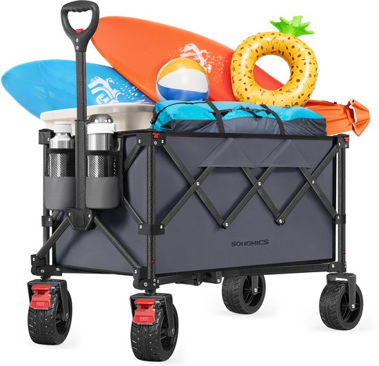 SONGMICS GFW115G01 - Opvouwbare Bolderkar - 150 L Capaciteit - Draagvermogen tot 150 kg - Met 4 Afneembare Wielen
