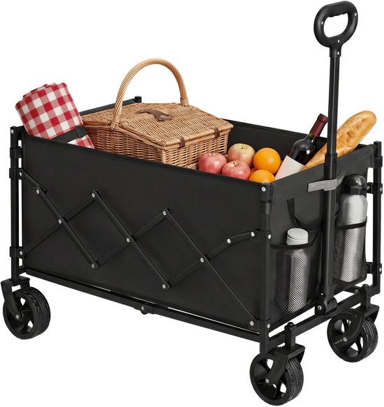 SONGMICS GFW150BH01 - Opvouwbare Bolderkar - Met Trekstang en 4 Versterkte Wielen - 150 L Capaciteit - Draagvermogen tot 120 kg van Merkloos