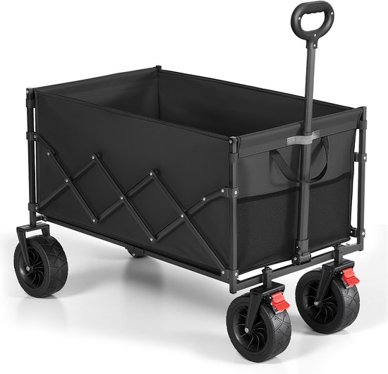 SONGMICS GFW201B101 - Opvouwbare Bolderkar - Transportwagen 200 L - Met Handgreep en 4 Versterkte Wielen - Voor Buiten Gebruik