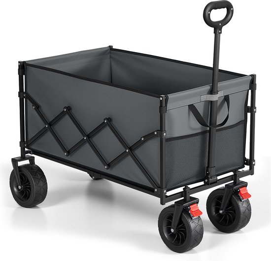 SONGMICS GFW201G101 - Opvouwbare Bolderkar - 200 L Transportwagen - Met Handgreep en 4 Versterkte Wielen - Voor Buiten Tuin