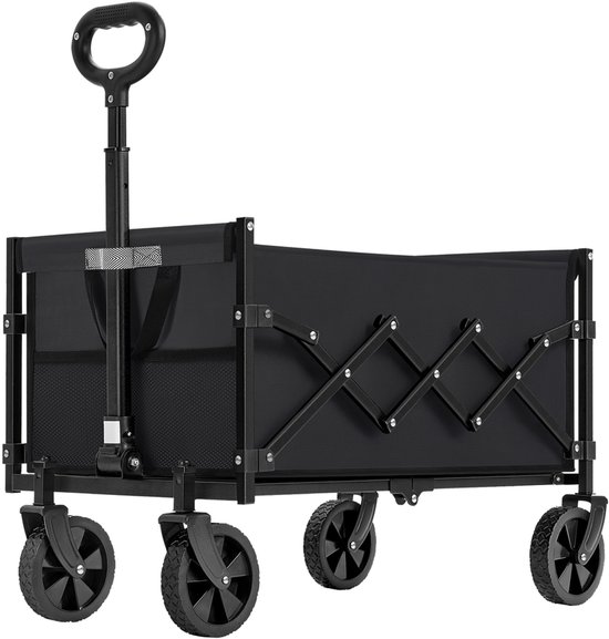 SONGMICS GFW909B01 - Chariot pliable à main - poignée et 4 roues - pour extérieur et jardin van Merkloos