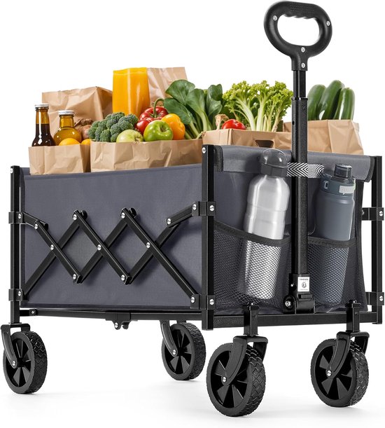 SONGMICS - Opvouwbare bolderkar met handvat - 67x42 cm - maximale belasting 180 kg - grijs