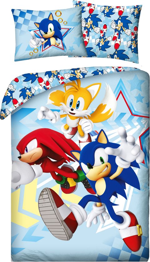 Sonic Dekbedovertrek lichtblauw 140 x 200 cm van Merkloos