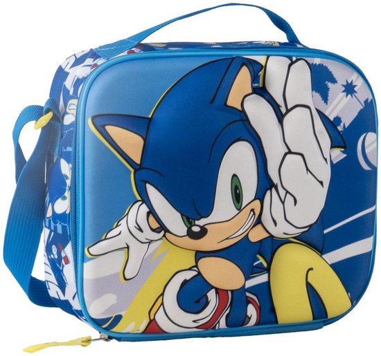 Sonic the Hedgehog Lunchtas Jongens – Geïsoleerde Koeltas met Schouderband en Flessenvak – Blauw
