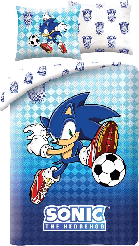 Sonic the Hedghog Dekbedovertrek, Voetbal - Eenpersoons - 140 x 200 + 70 x 90 cm - Polyester van Nickelodeon