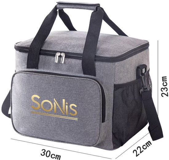 SoNis Koeltas - Koeltassen - Koeltas Lunch - Geïsoleerde Koeltas - Lunchtas - 15 liter - Grijs van Merkloos