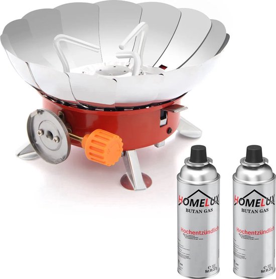 Soroh® - Draagbaar gasfornuis voor camping - opvouwbaar -draagbaar - camping - gasfornuis - mini-gasfornuis - 2800 W - winddicht - buiten - gemakkelijk te hanteren - barbecue - Inclusief 2 Gasflessen van Soroh