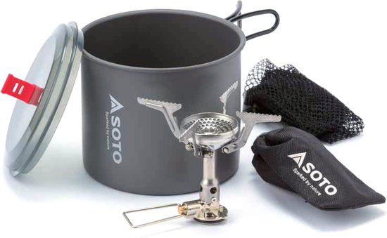 SOTO Camping Kookset – Amicus Gasbrander + New River Pan 1L – Lichtgewicht Backpacking Set