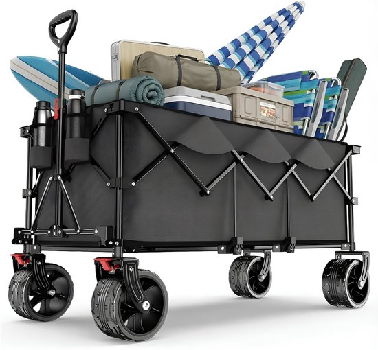 SP® Bolderkar - Vouwbare Handkar - 300L Capaciteit - Zwart - 123cm x 57cm x 97cm