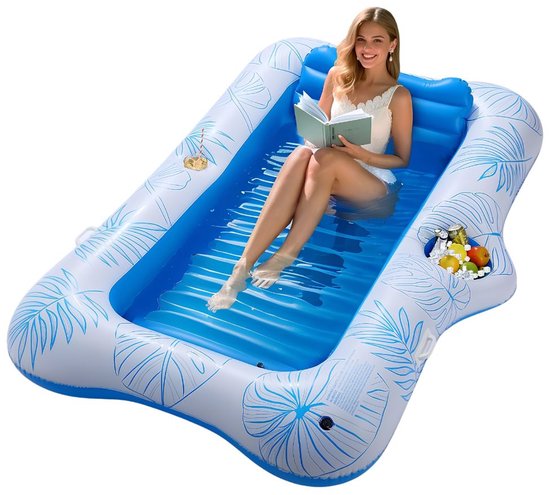 SP® Tanningbed - Opblaasbaar Zonnebad - Opblaasbaar Luchtbed met Kussen - Blauw - 210cm x 128cm x 15cm
